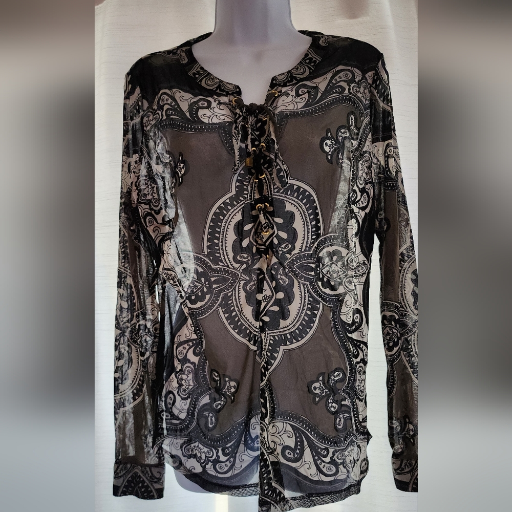 INC sheer print blouse.